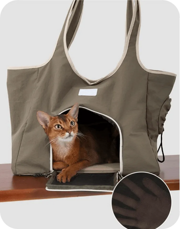 Breathable cat carrier bag with mesh window and front entrance for easy access