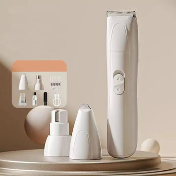 Quiet pet clippers grooming kit with interchangeable trimming heads and accessories