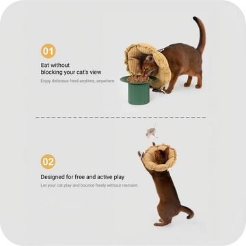 Cat cone collar that does not block vision, allowing cats to eat, play, and move freely during recovery