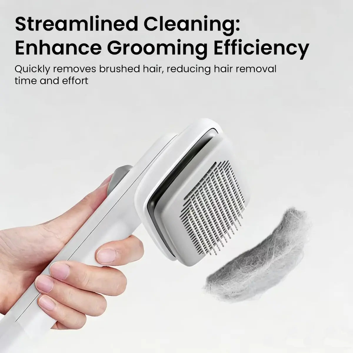 Self-cleaning cat brush with one-click hair release, quickly removes collected fur to improve grooming efficiency