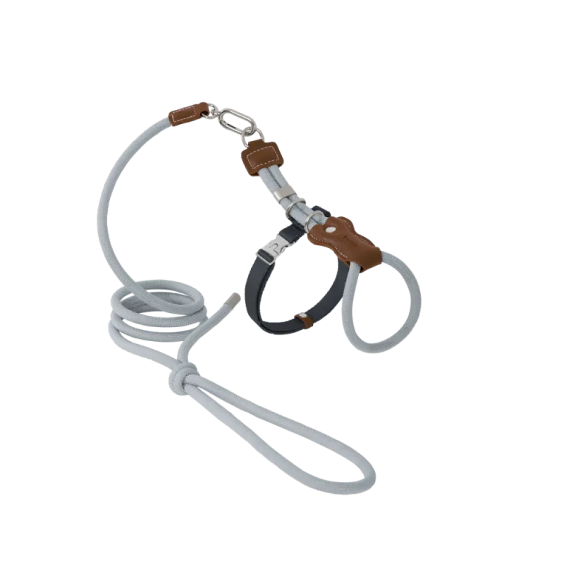 Petaura  Adjustable H-Style Cat Harness & Leash Set Brown