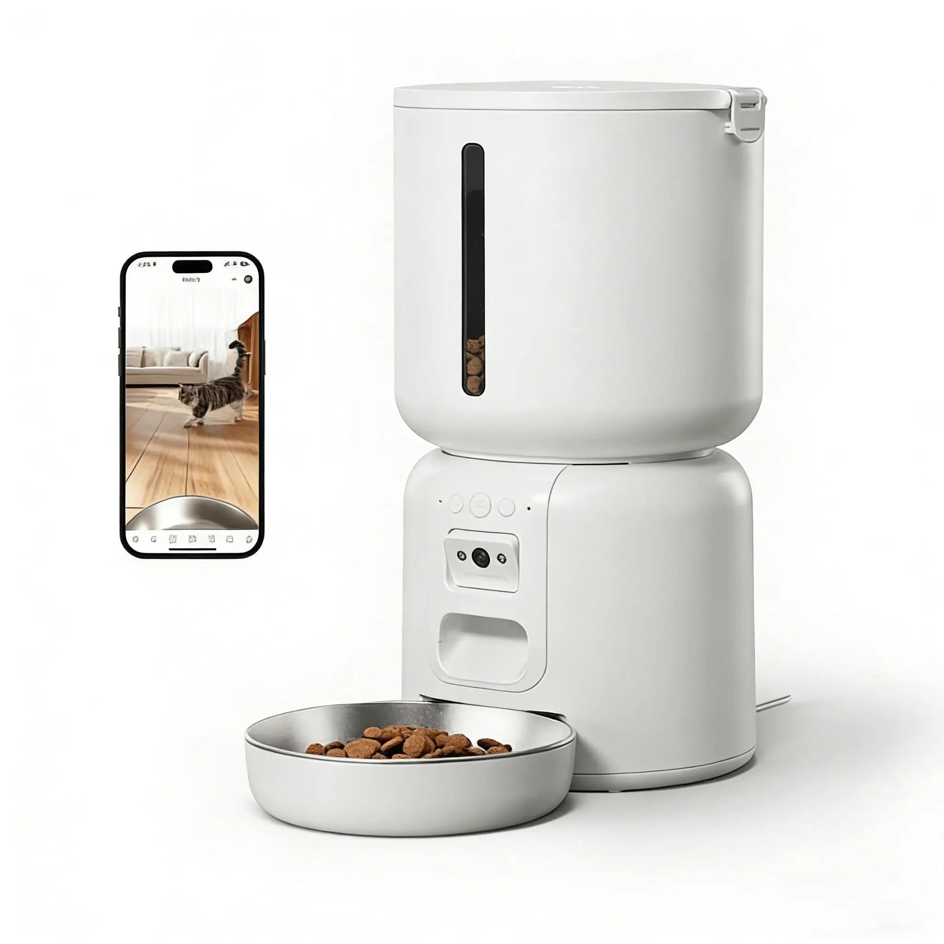 White Smart Cat Feeder with Camera
