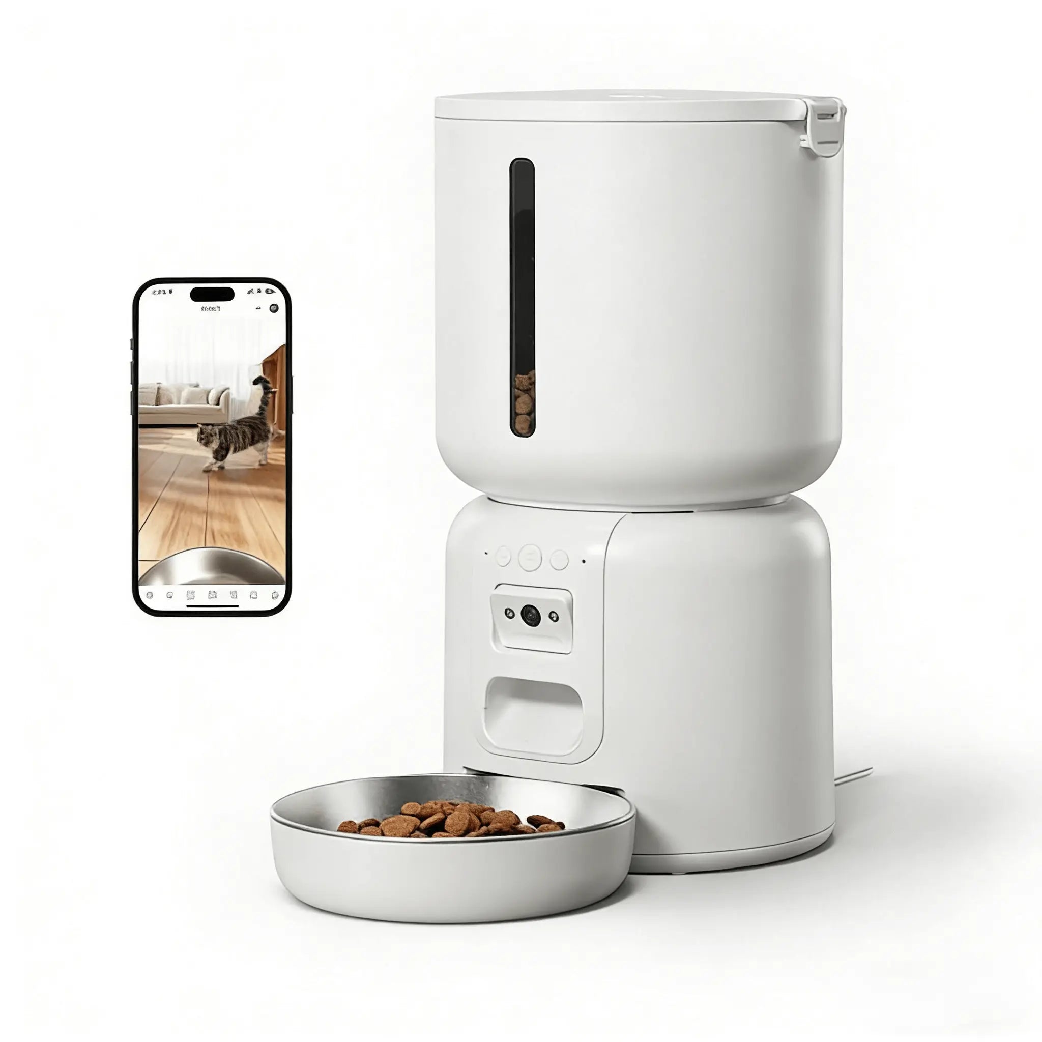 White Smart Cat Feeder with Camera