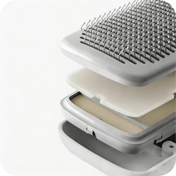 Cat brush for shedding with layered cushion design for soft and pressure-balanced grooming