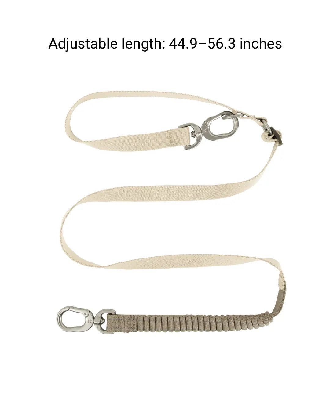 Dog leash in green color with elastic bungee section, metal swivel clip, and sturdy nylon strap