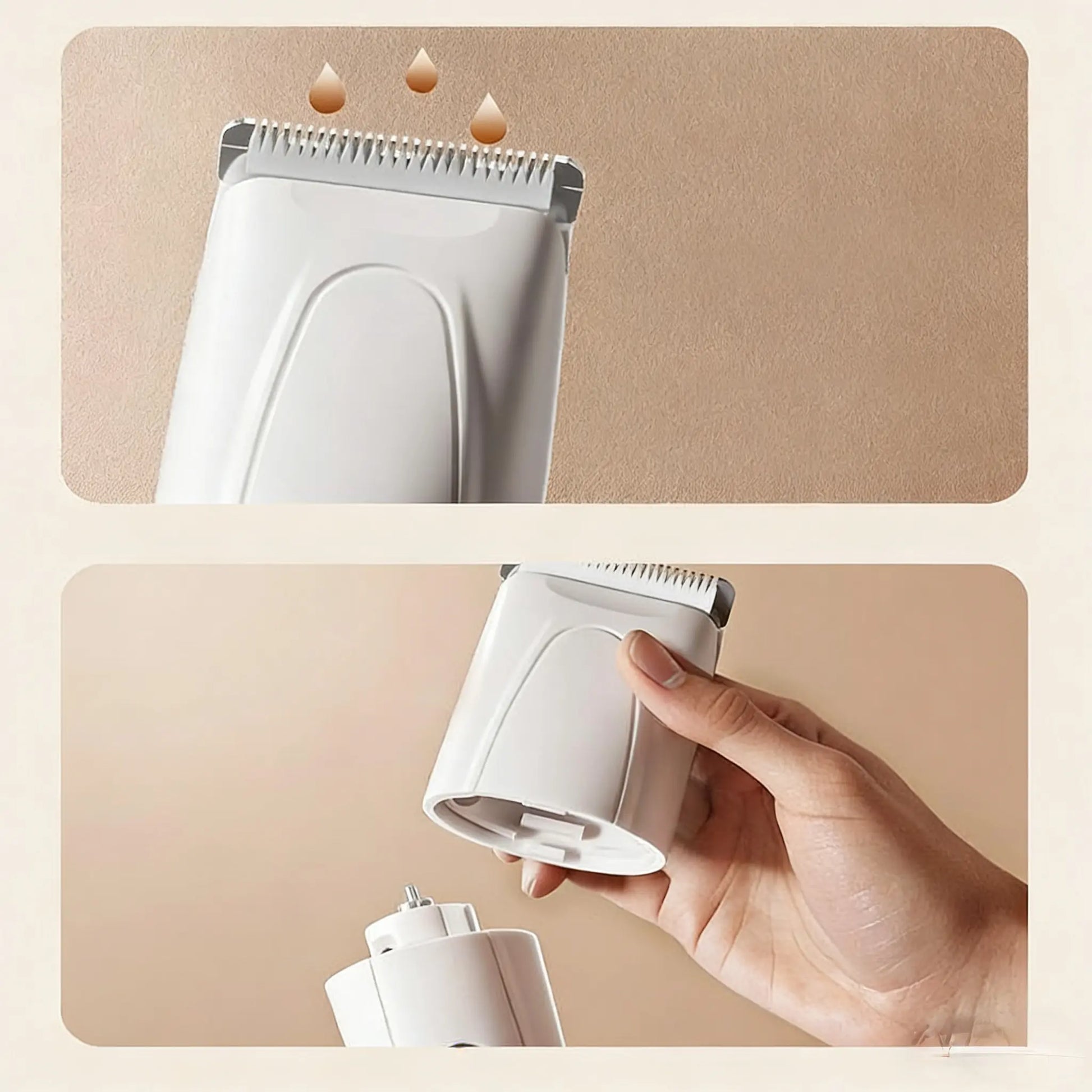 Water-resistant pet clipper head and removable blade for easy cleaning and maintenance