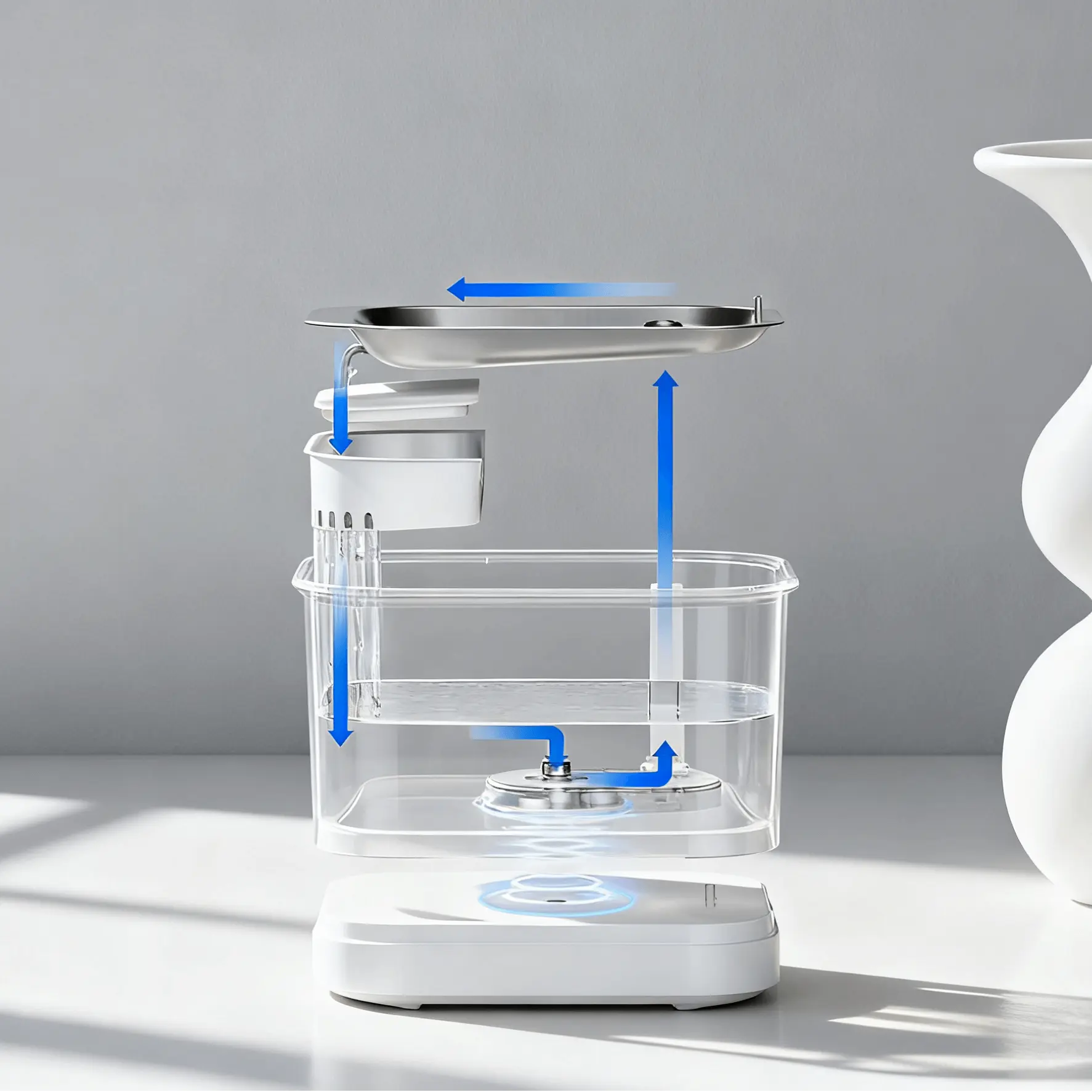 Operating Principle of the Cordless Cat Water Fountain